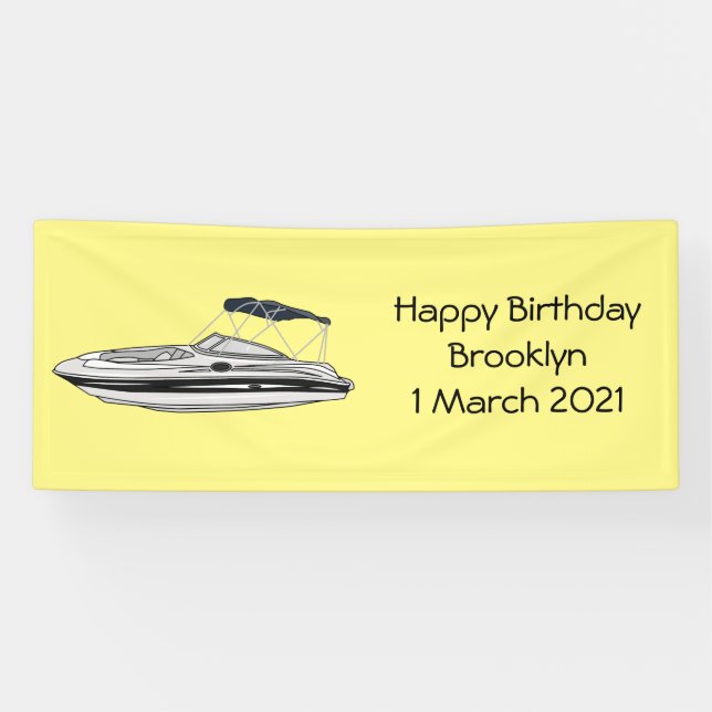 Banderoles Illustration d'un bateau à moteur (Horizontal)