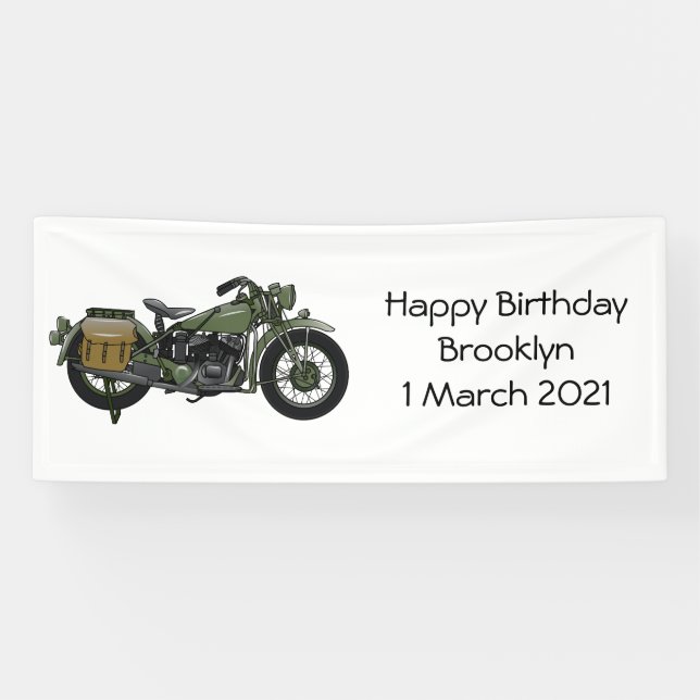 Banderoles Illustration d'une moto de croiseur militaire (Horizontal)