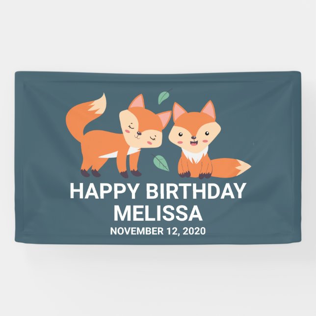 Banderoles Illustration graphique des renards orange mignons  (Horizontal)