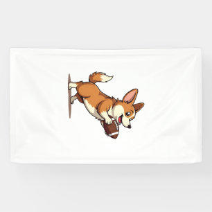 Banderoles Illustration Rétro de Chien de Football Corgi Spor