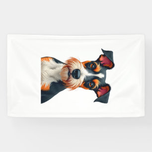 Banderoles Illustration Rétro de Portrait de Chien Coloré Vin