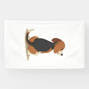 Banderoles Illustration vue arrière du chien Beagle vintage A