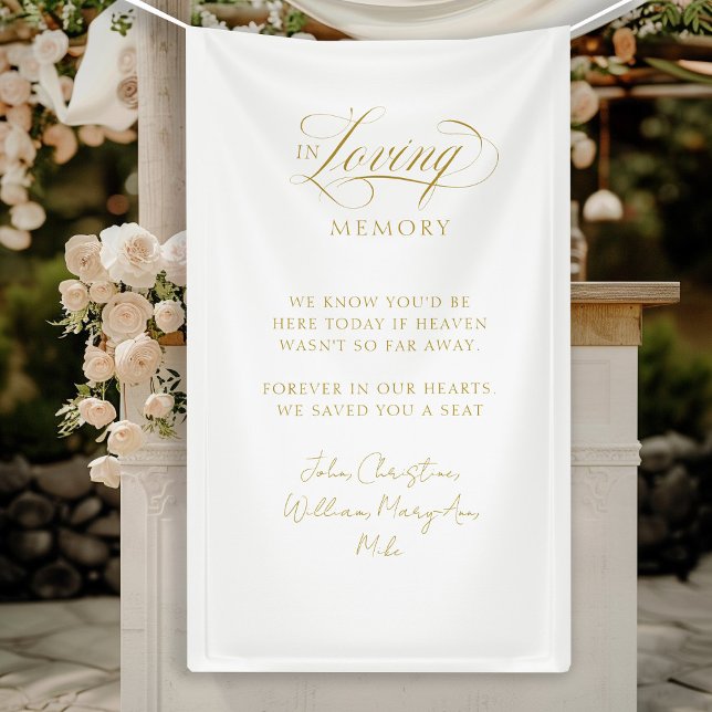 Banderoles "In Love Memory" Moderne, Calligraphie, Mariage (Customer specific, modern, calligraphy, wedding, memorial, script font, white, banner. )