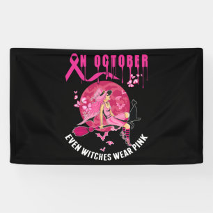 Banderoles In October Even Wear Pink Autumn Breast Cancer