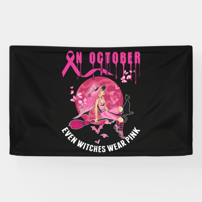 Banderoles In October Even Wear Pink Autumn Breast Cancer (Horizontal)
