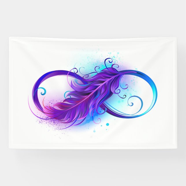 Banderoles Infinity with purple feather (Horizontal)