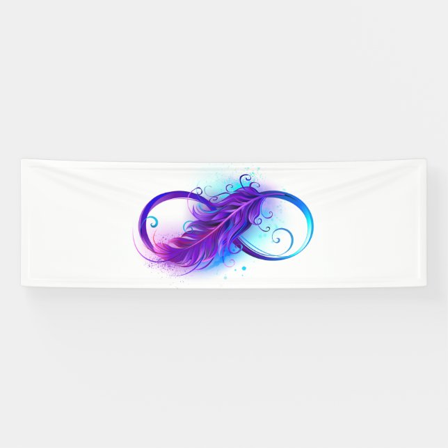Banderoles Infinity with purple feather (Horizontal)