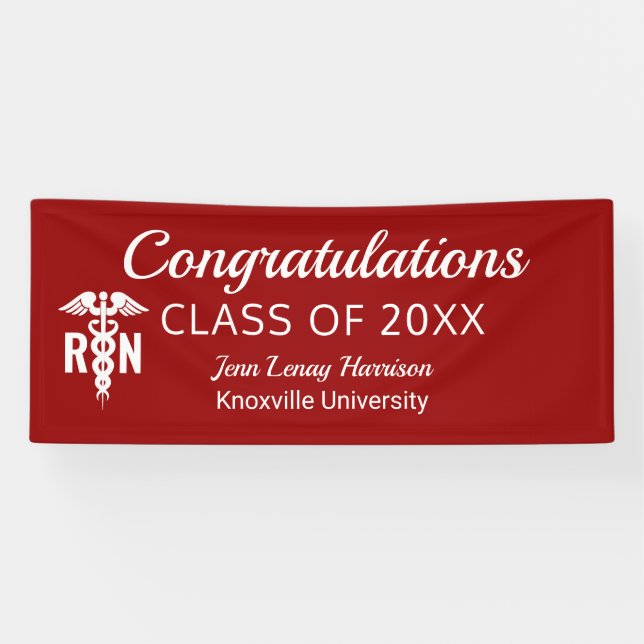 Banderoles Infirmière inscrite Diplôme Médicale Red Custom (Horizontal)