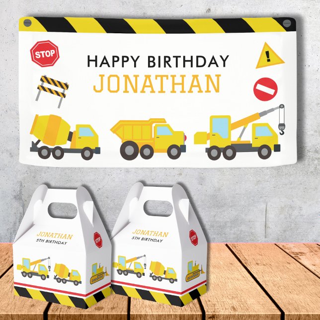 Banderoles Invitation à l'anniversaire du camion de vidange d (Créateur téléchargé)