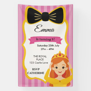 Banderoles Invitation d'anniversaire de la princesse rose z