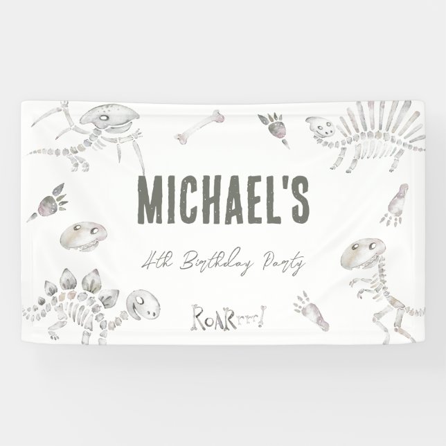 Banderoles Invitation d'anniversaire Dino Dig  (Horizontal)