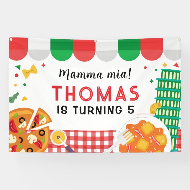 Banderoles Italian Birthday Party backdrop (Horizontal)