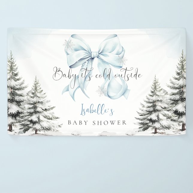 Banderoles It's Cold Outside Blue Bow Baby Shower Party (Créateur téléchargé)