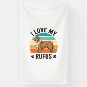 Banderoles J'aime mon design de chien vintage Rufus_1