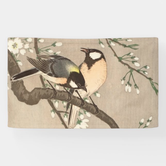 Banderoles Japonais Asiatique Koson Bird Chickadee Songbird (Horizontal)