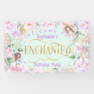 Banderoles Jardin enchanté aquarelle fleurie thème fée 