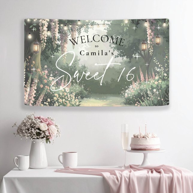 Banderoles Jardin enchanté Sweet 16 Welcome Pink ID1163 (Créateur téléchargé)