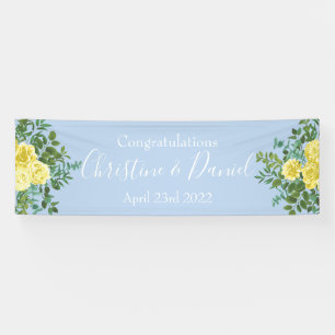 Banderoles Jaune clair et bleu pâle Rose Mariage floral