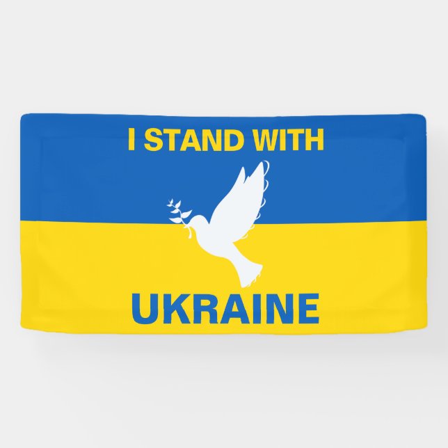 Banderoles Je me tiens avec l'Ukraine Pavillon ukrainien Dove (Horizontal)