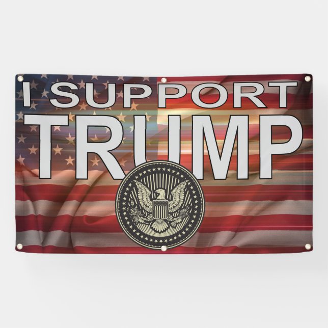 Banderoles Je soutiens Trump et le drapeau (Horizontal)
