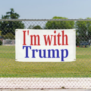 Banderoles Je suis avec Trump rouge bleu