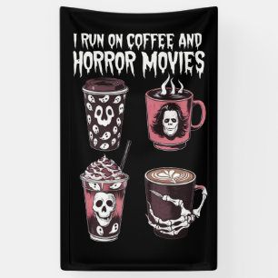 Banderoles Je tourne au café et aux films d'horreur Halloween