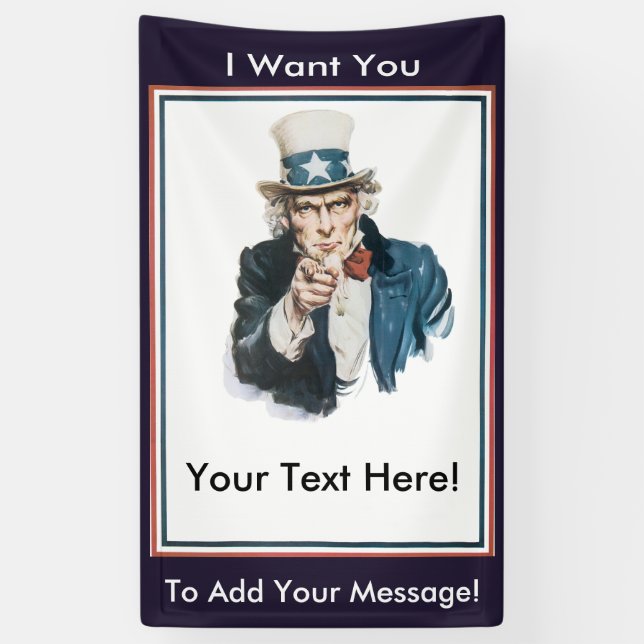 Banderoles JE VEUX que VOUS Oncle Sam customisiez votre (Vertical)