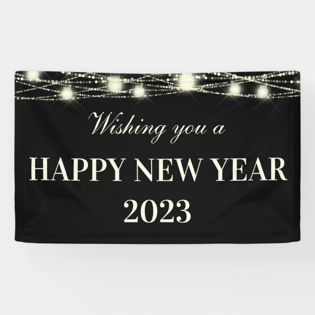 Banderoles Je Vous Souhaite Un Joyeux Nouvel An Lumières Jars (Horizontal)