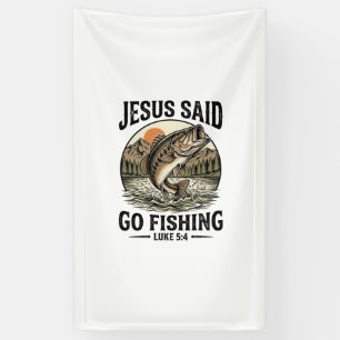 Banderoles Jésus a dit allez pêcher Vintage Bass Chrétien