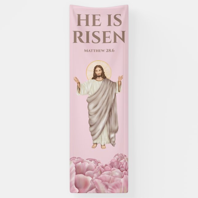 Banderoles Jésus Christ il est ressuscité catholique fête ros (Vertical)