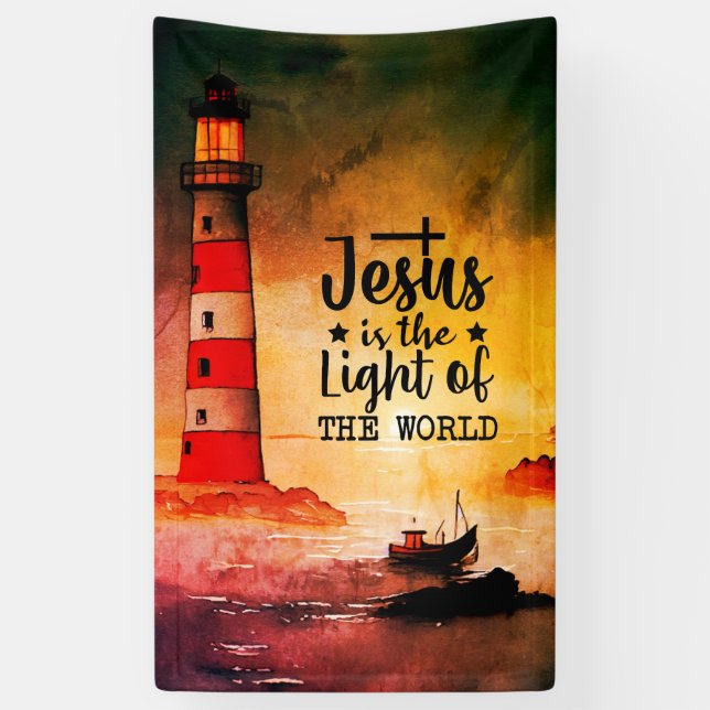 Banderoles Jésus est la Lumière de la Bible Verse Mondiale (Vertical)