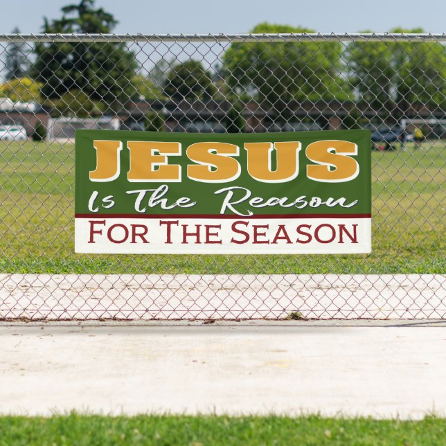 Banderoles Jésus Est La Raison De Red Green Christian Noël (En situation)