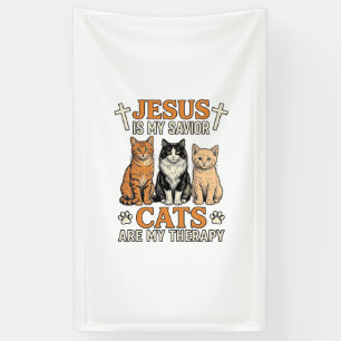 Banderoles Jésus et les chats sont ma thérapie Vintage T-shir