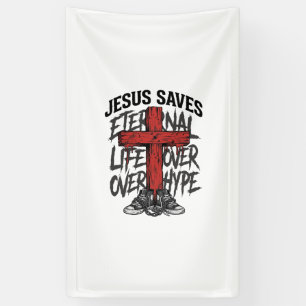 Banderoles Jésus Sauve Croix Vintage Vêtement de Rue Chrétien
