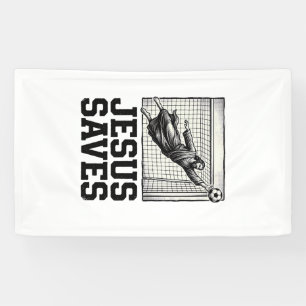 Banderoles Jesus Sauve Gardien de Football T-Shirt Gravure Vi