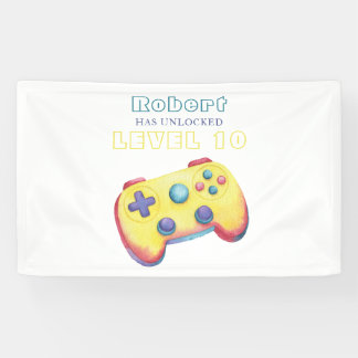 Banderoles Jeu vidéo aquarelle anniversaire enfants