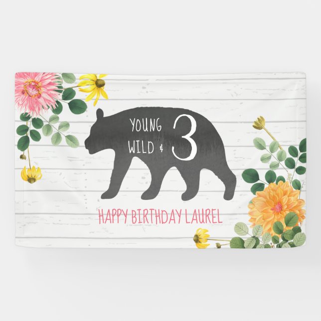 Banderoles Jeune sauvage et trois ours Fleurs sauvages Annive (Horizontal)