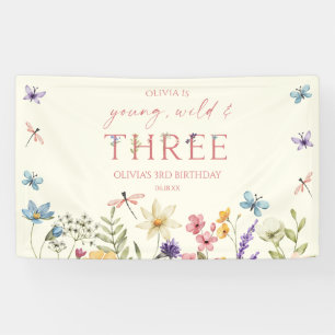 Banderoles Jeune Sauvage & Trois Anniversaire Wildflower 3 an