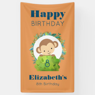 Banderoles Joli anniversaire au singe Safari mignon