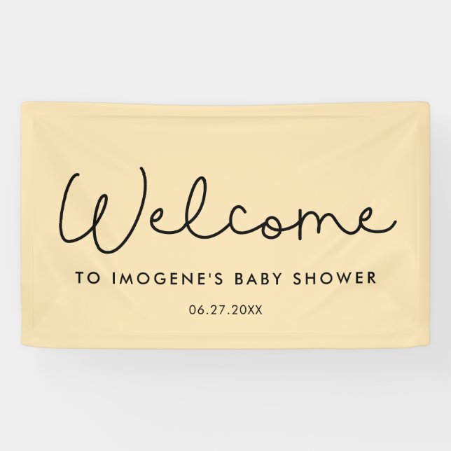Banderoles Joli Baby shower de typographie lunaire Bienvenue (Horizontal)
