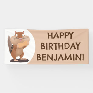 Banderoles Joli chipmunk personnalisées dessin animé annivers