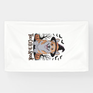 Banderoles Joli Corgi Halloween en Chapeau de Sorcière