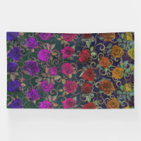 Joli Damask Roses Arc-En-Ciel Avec Fils