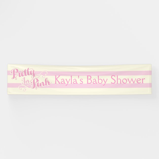 Banderoles Joli en Baby shower rose, (Horizontal)
