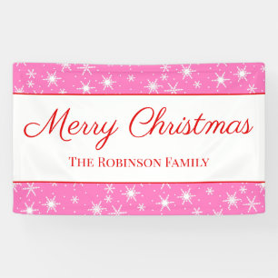 Banderoles Joli Flocon de neige blanc rose Joyeux Noël