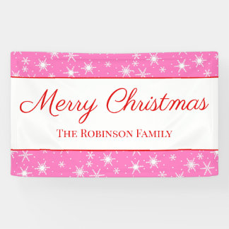 Banderoles Joli Flocon de neige blanc rose Joyeux Noël