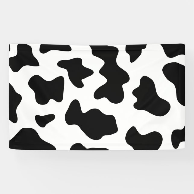 Banderoles joli imprimé noir et blanc de vaches laitières de  (Horizontal)