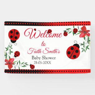 Banderoles Joli Ladybugs rouge et noir Fleurs aquarelles