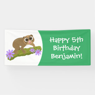 Banderoles Joli lenteur loris sur dessin de branche