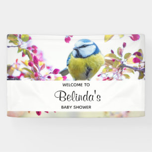 Banderoles Joli oiseau bleu et jaune sur un Baby shower de br